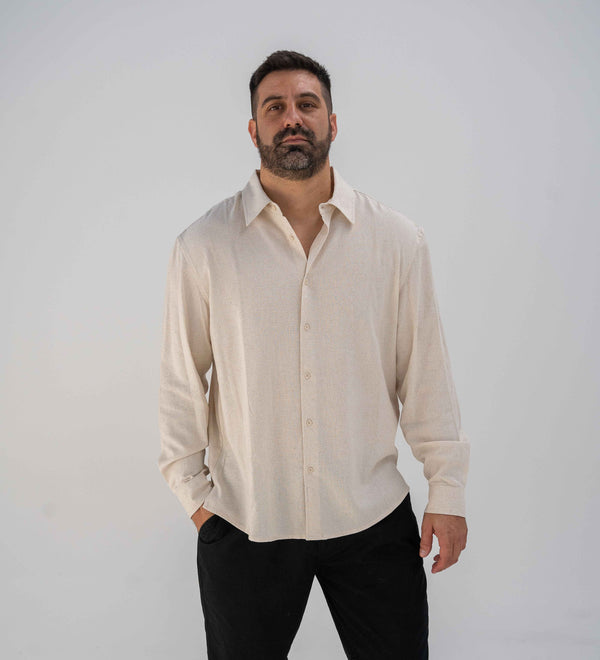 Camisa Manga Larga Beige